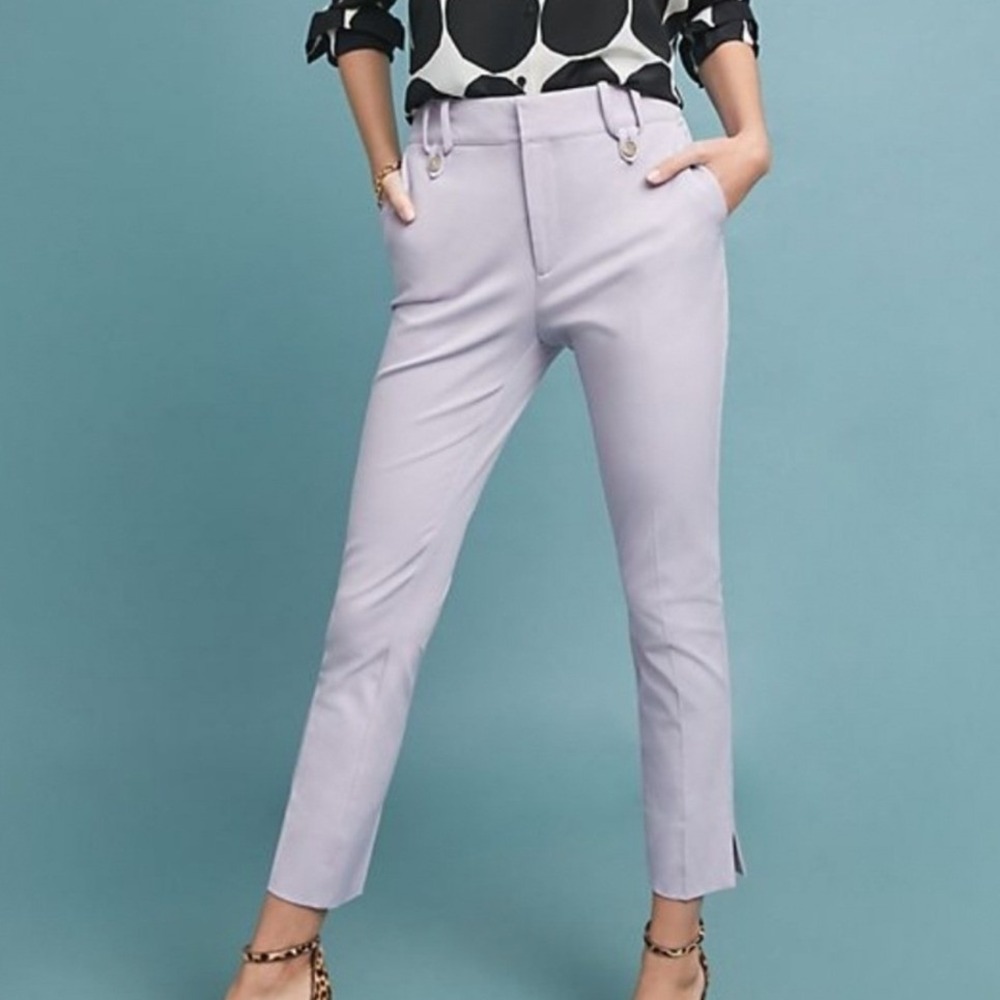 Anthropologie Essential Slim Ankle Pants Women's 10 Lavender Purple High Rise